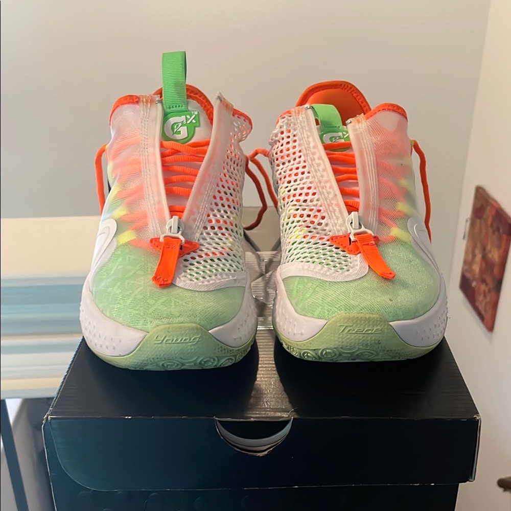 Nike Green and Orange Sneakers with Mesh Upper
